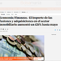 Economa/Finanzas.- El importe de las fusiones y adquisiciones en el sector inmobiliario aument un 121% hasta mayo